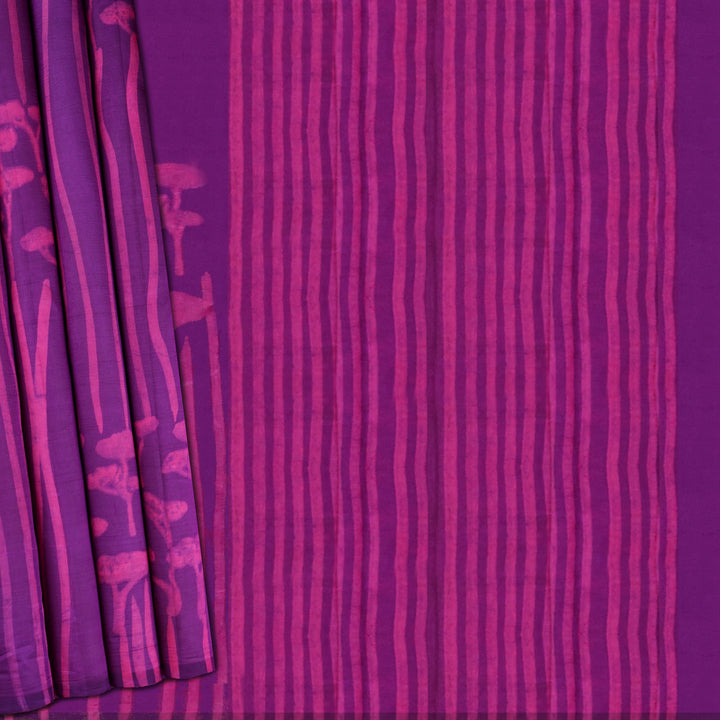 Handwoven Purple with Pink Tussar Silk Saree - 1932T009126DSC