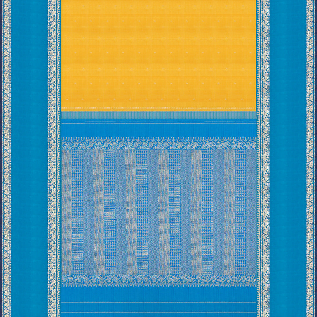 Handwoven Yellow with Blue Kanjivaram Silk Saree - 1936T009181DSC