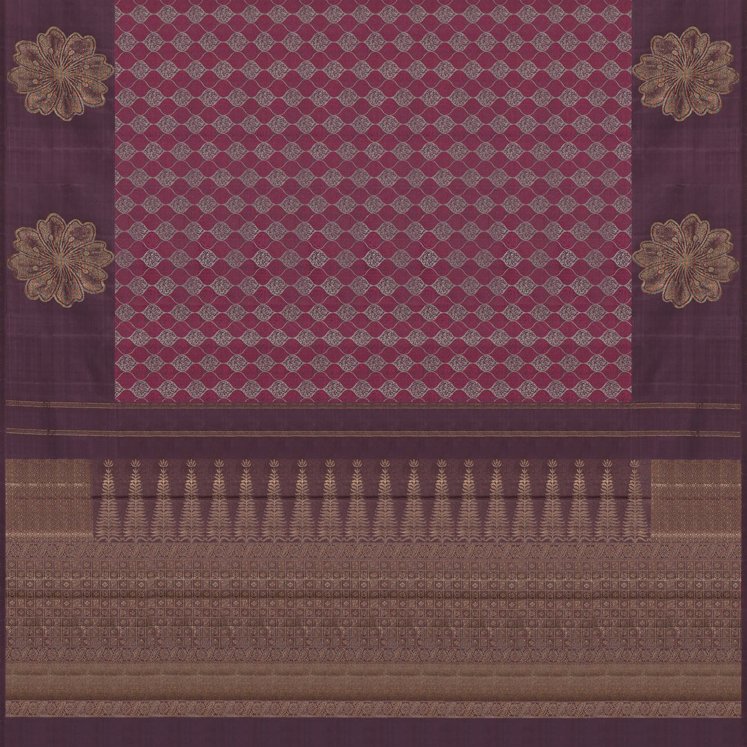 Handwoven Brown Kanjivaram Silk Saree - 1940T008964DSS