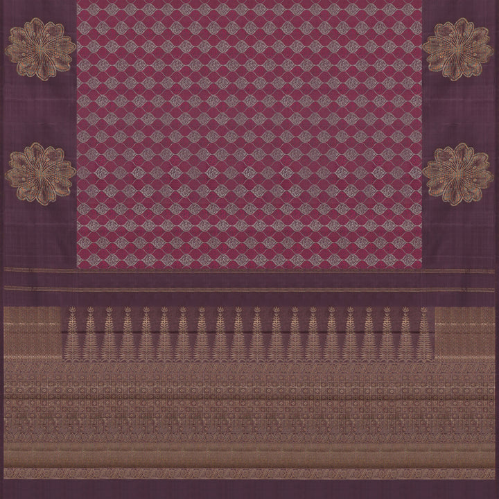 Handwoven Brown Kanjivaram Silk Saree - 1940T008964DSS