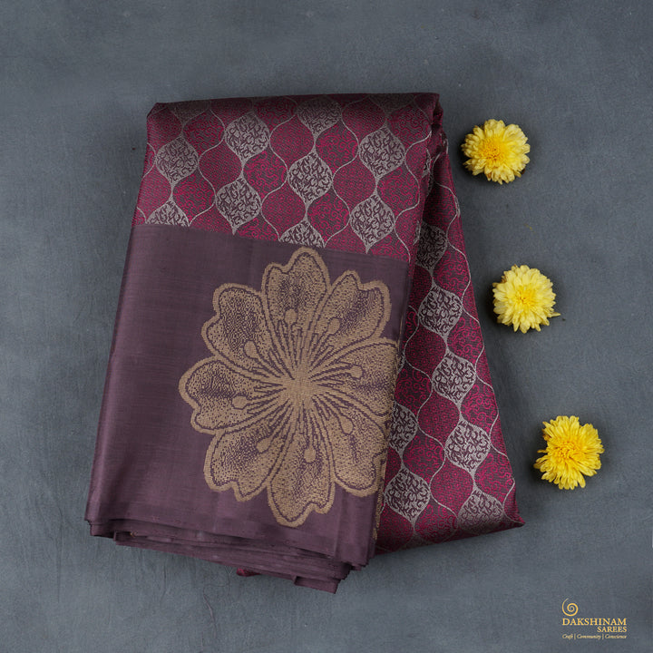 Handwoven Brown Kanjivaram Silk Saree - 1940T008964DSS
