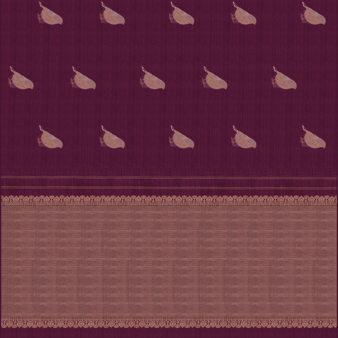 Handwoven Burgundy with Maroon Kanjivaram Silk Saree - 1942T008963DSC