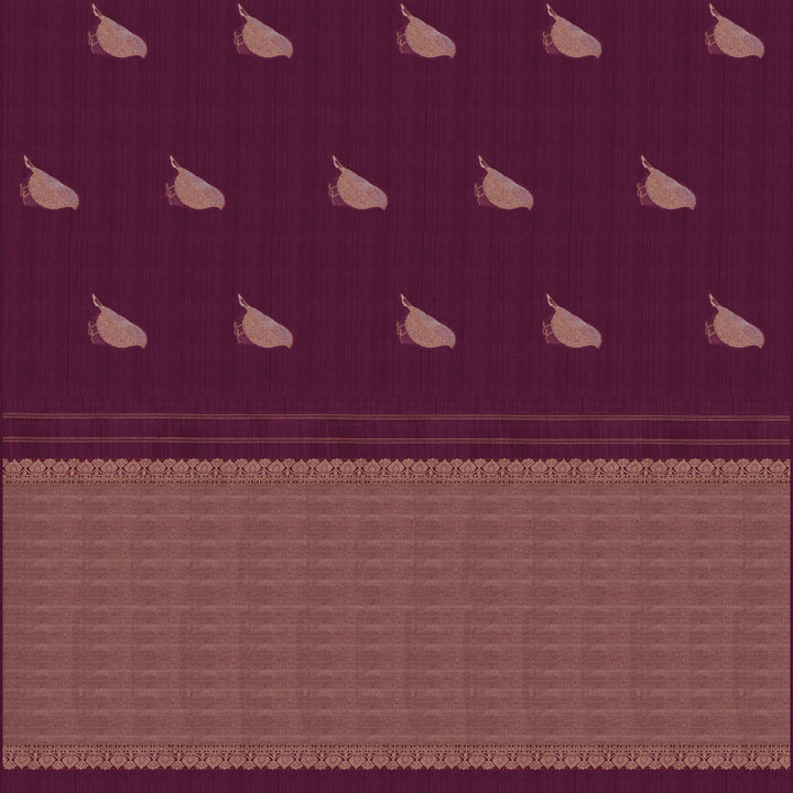 Handwoven Burgundy with Maroon Kanjivaram Silk Saree - 1942T008963DSC