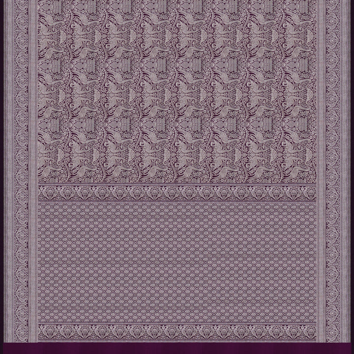 Handwoven Purple Banarasi Silk Saree - 1879T009497DSC