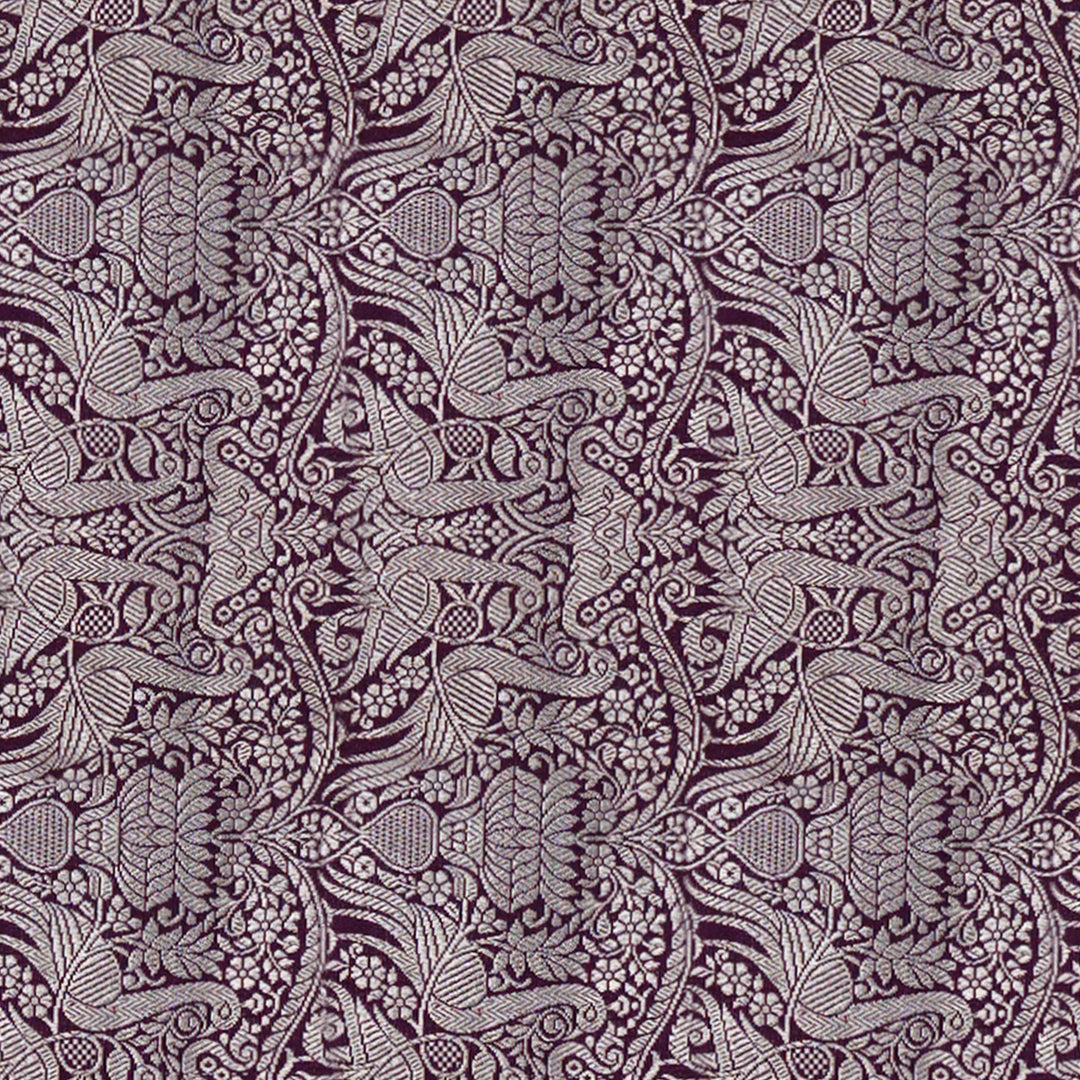 Handwoven Purple Banarasi Silk Saree - 1879T009497DSC