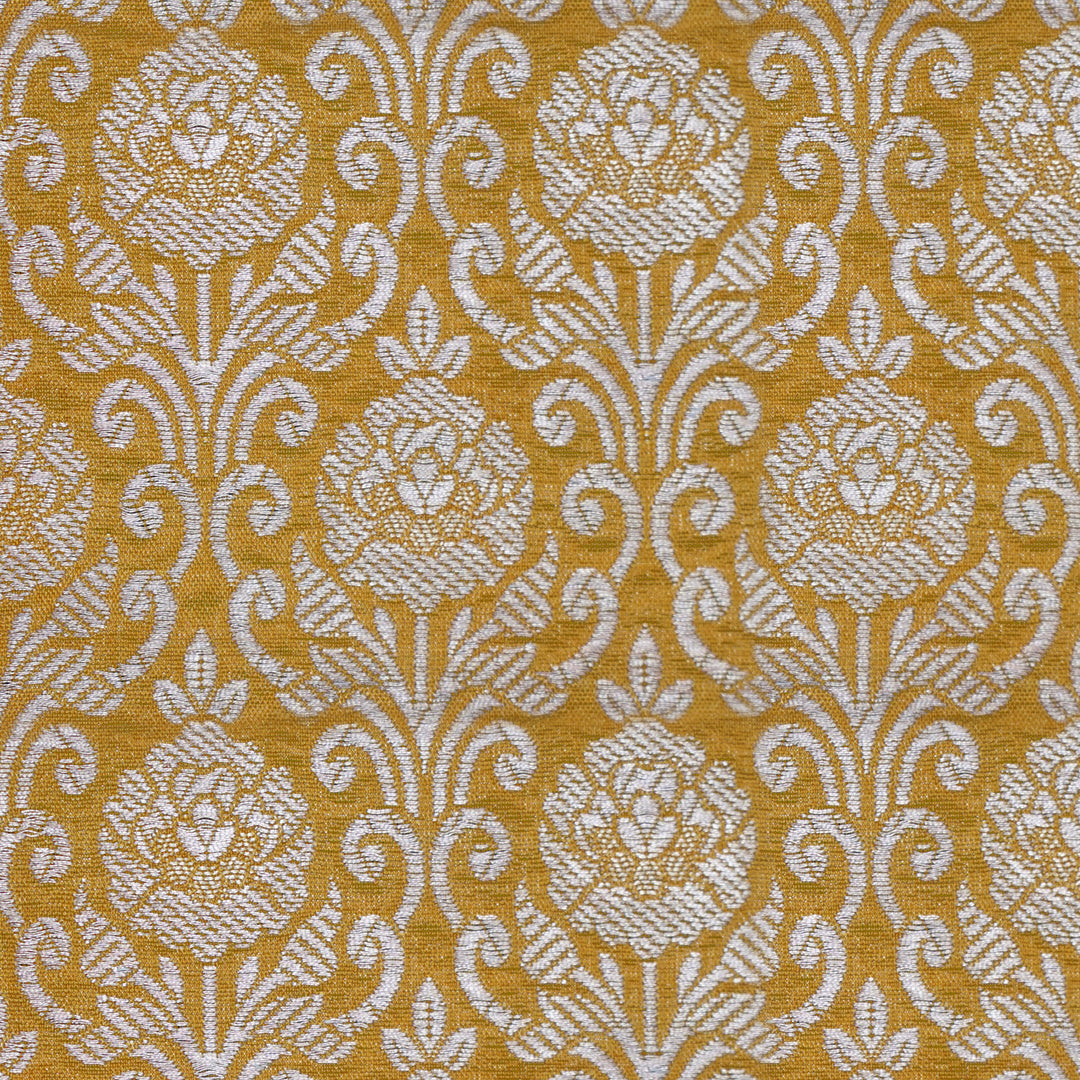 Handwoven Yellow Banarasi Fabric - 4T006184DSC