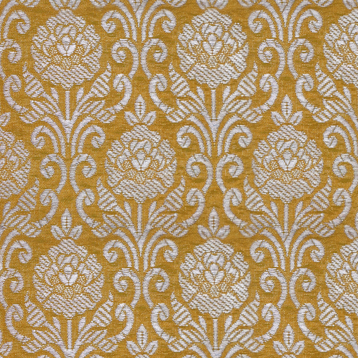 Handwoven Yellow Banarasi Fabric - 4T006184DSC