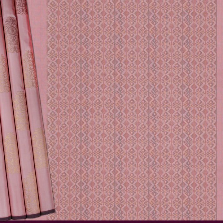 Handwoven Pink Kanjivaram Silk Saree - 1972T008957DSC