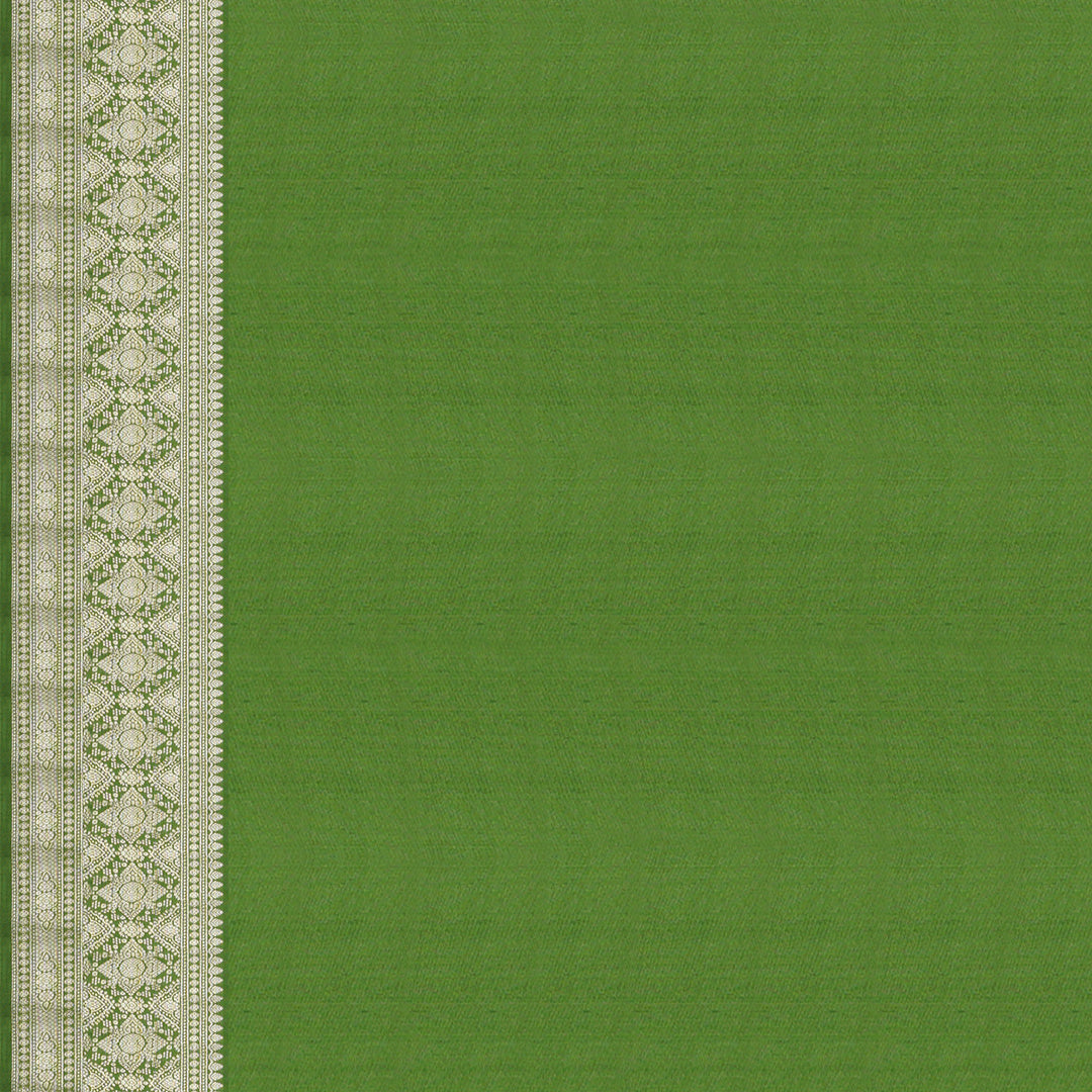 Handwoven Bluish Green Kanjivaram Silk Saree - 1974T008979DSC