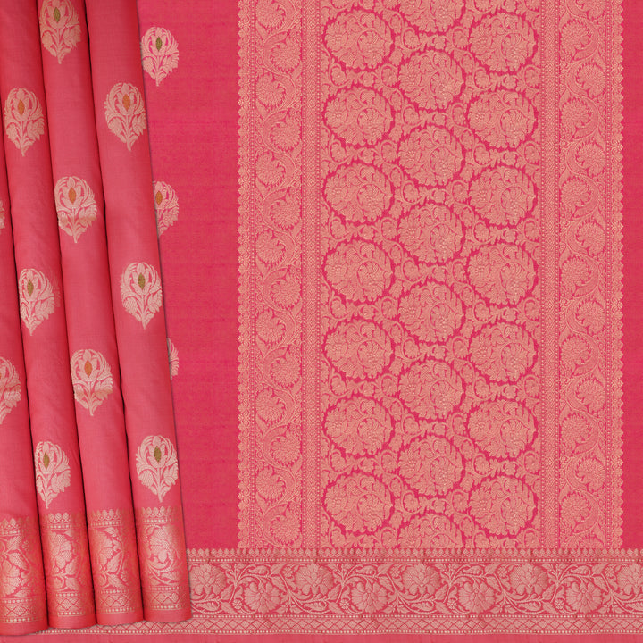 Handwoven Pink Banarasi Silk Saree - 2001N025049DSC