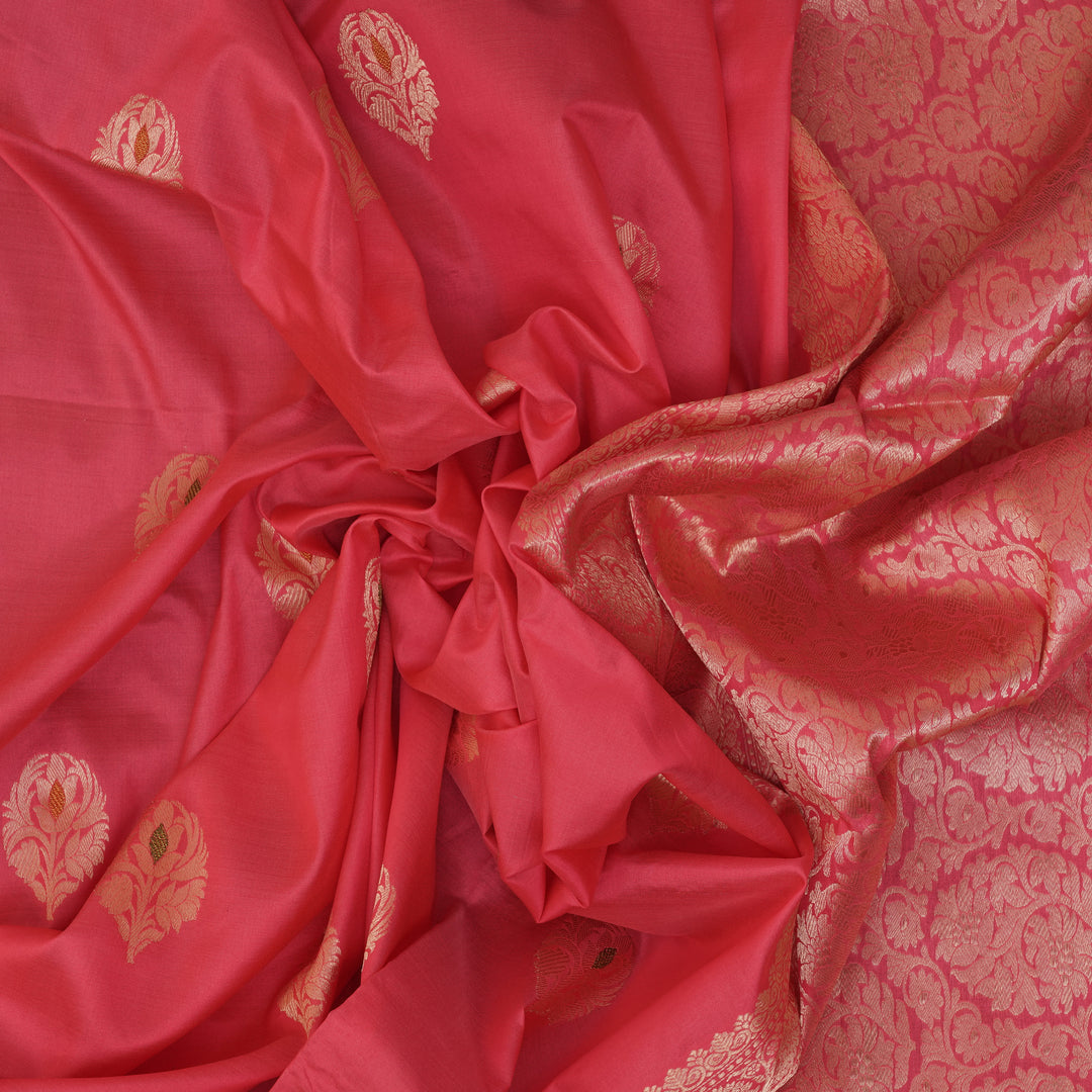 Handwoven Pink Banarasi Silk Saree - 2001N025049DSC