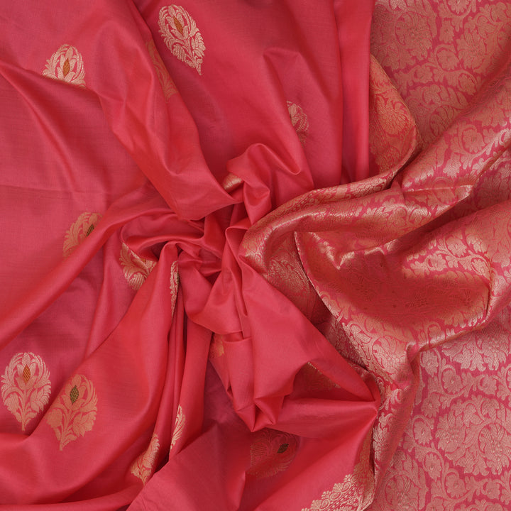 Handwoven Pink Banarasi Silk Saree - 2001N025049DSC