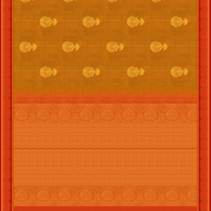 Handwoven Mustard with Orange Kanjivaram Silk Saree - 2013T009622DSC