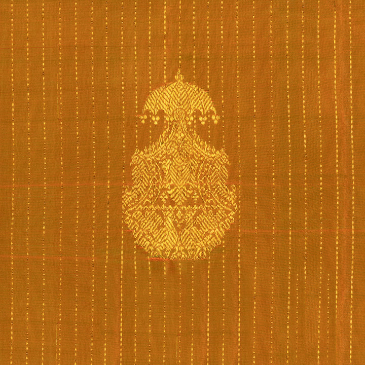 Handwoven Mustard with Orange Kanjivaram Silk Saree - 2013T009622DSC