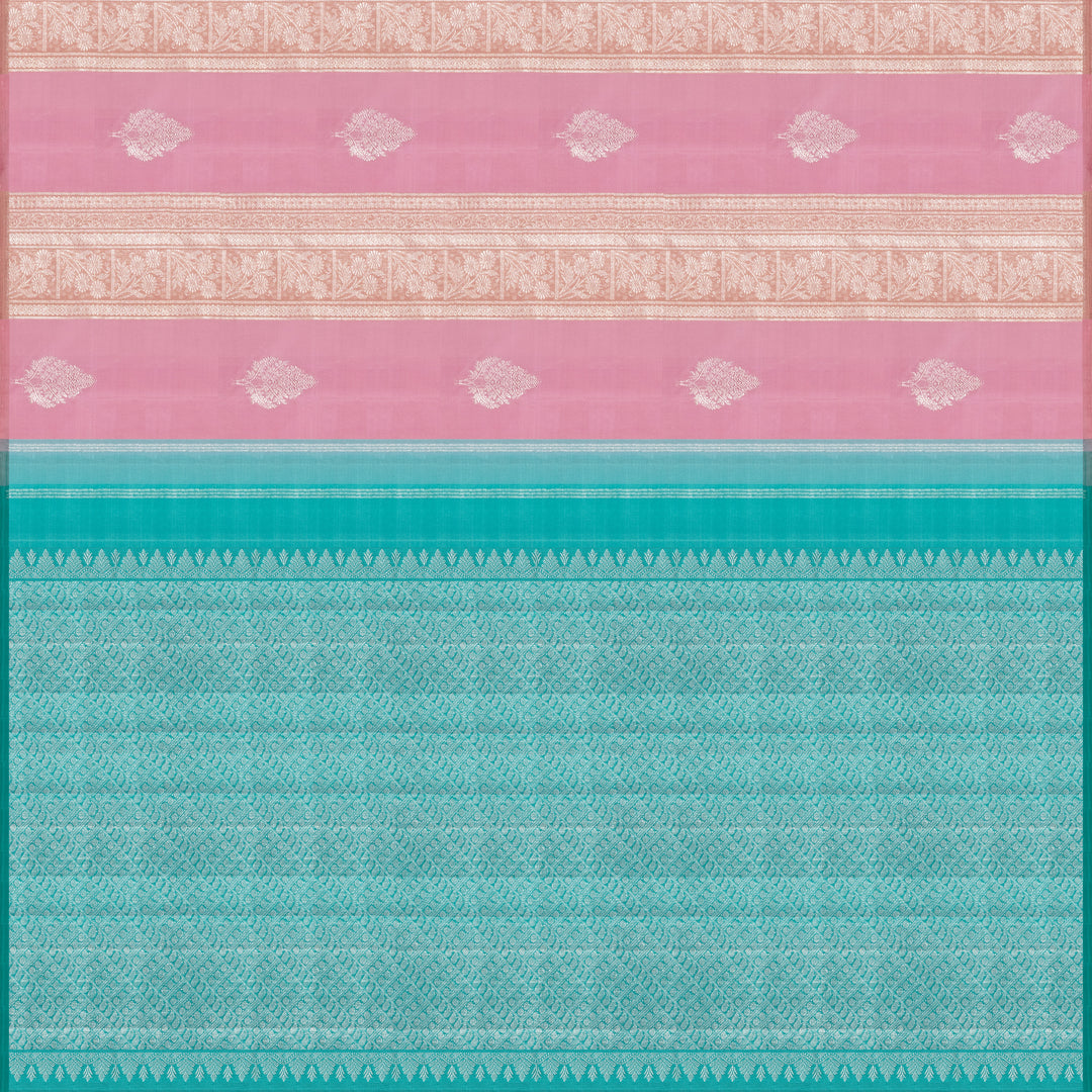 Handwoven Pink with Blue Kanjivaram Silk Saree - 2039T010406DSC