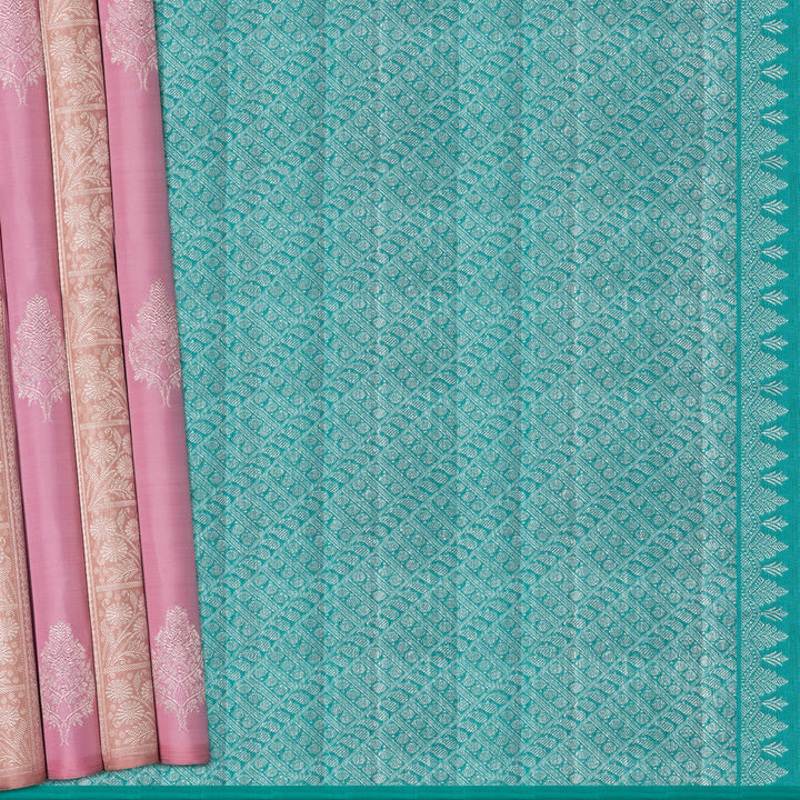 Handwoven Pink with Blue Kanjivaram Silk Saree - 2039T010406DSC
