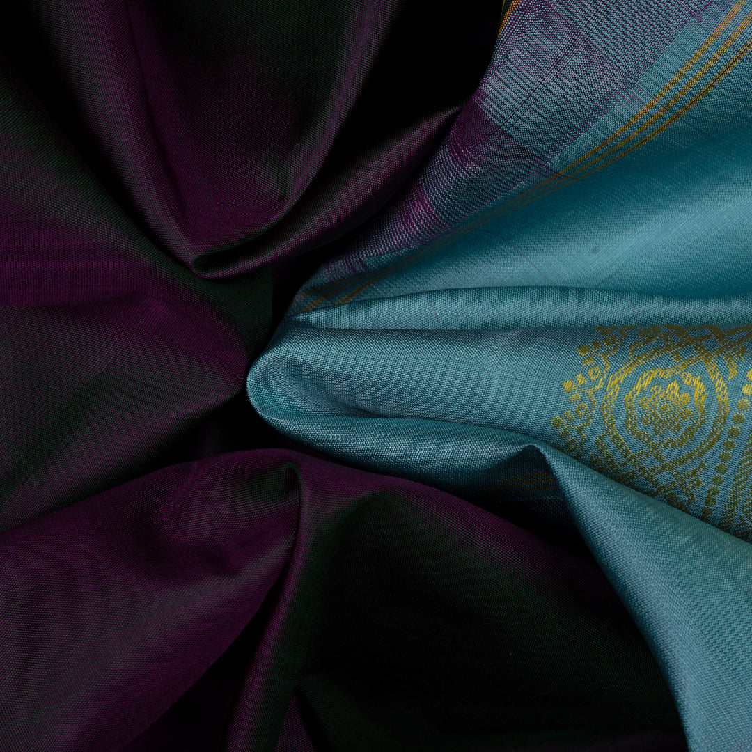 Handwoven Purple with Blue Kanjivaram Silk Saree - 2560T011399DSC