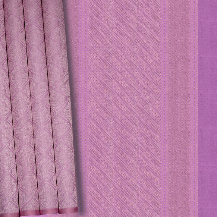 Handwoven Pink with Lavender Kanjivaram Silk Saree - 2538T012447DSC