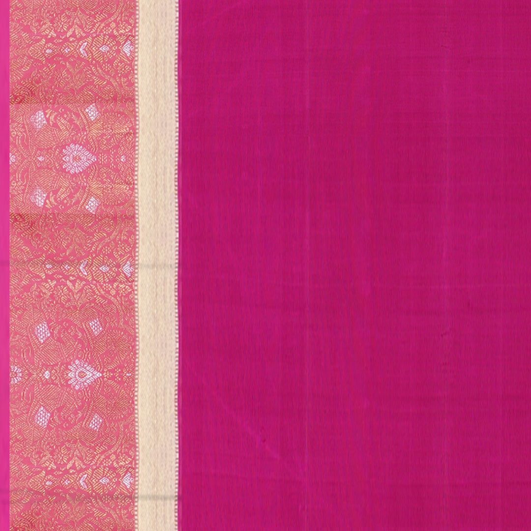 Handwoven Green with Pink Kanjivaram Silk Saree- 1528T006133DSC