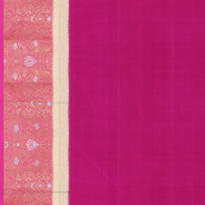 Handwoven Green with Pink Kanjivaram Silk Saree- 1528T006133DSC