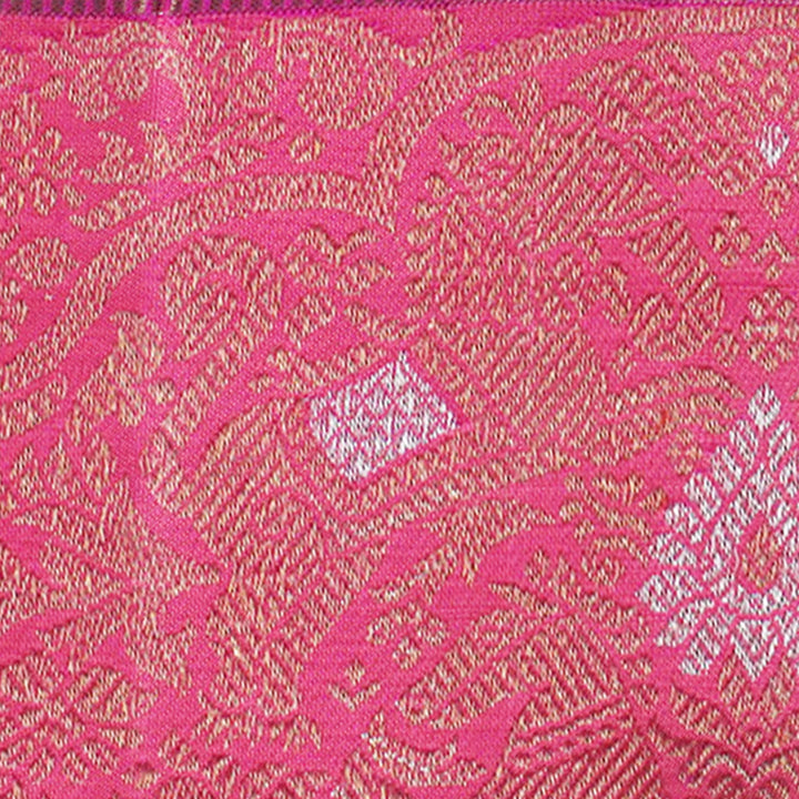 Handwoven Green with Pink Kanjivaram Silk Saree- 1528T006133DSC