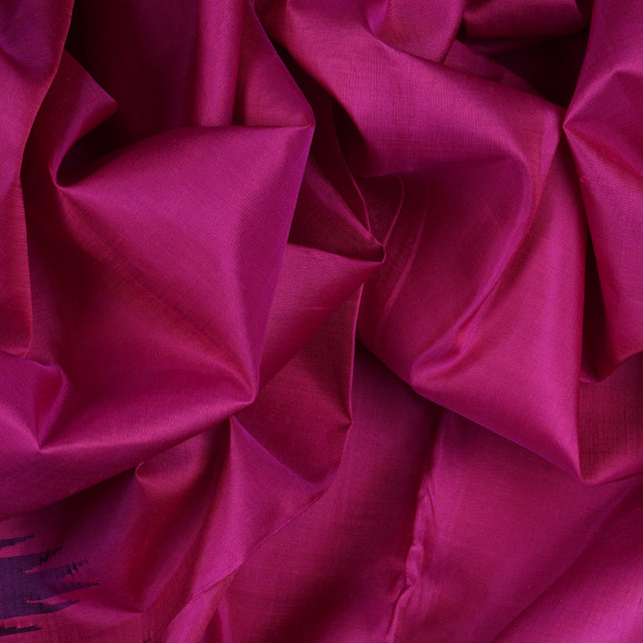 Handwoven Pink with Blue Kanjivaram Silk Saree - 2503T006154DSC
