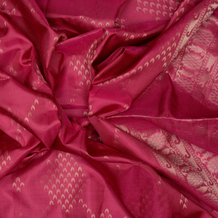 Handwoven Pink Soft Silk Saree - 2065T010357DSC