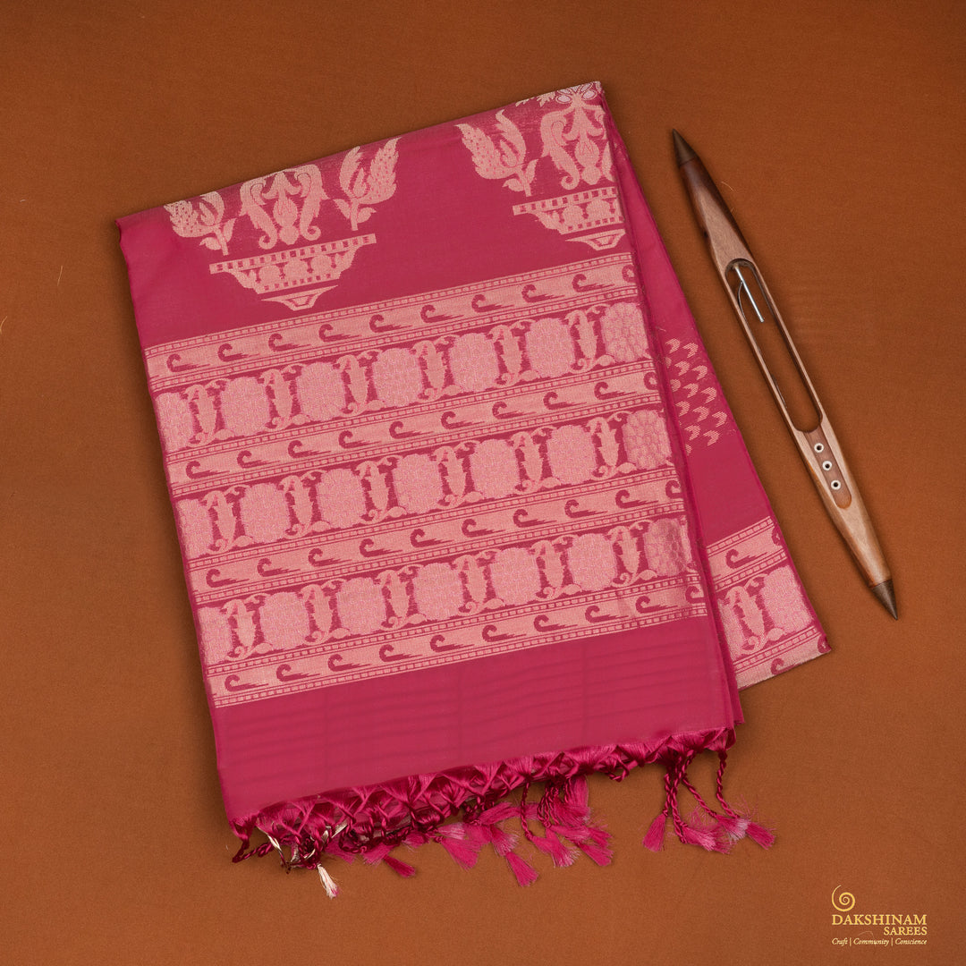 Handwoven Pink Soft Silk Saree - 2065T010357DSC