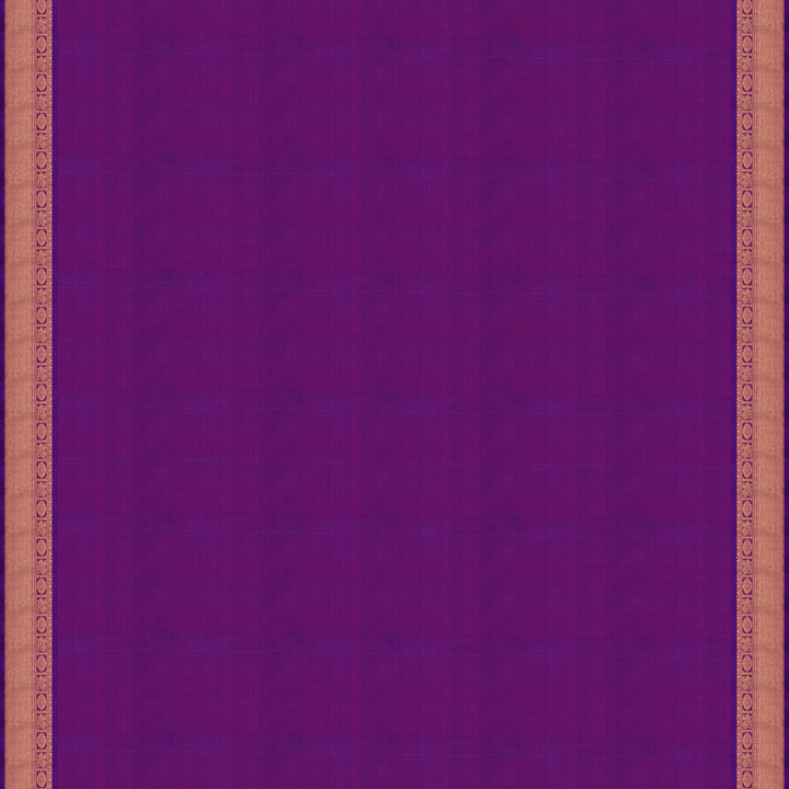Handwoven Orange with Violet Kanjivaram Silk Saree - 2076T009623DSC