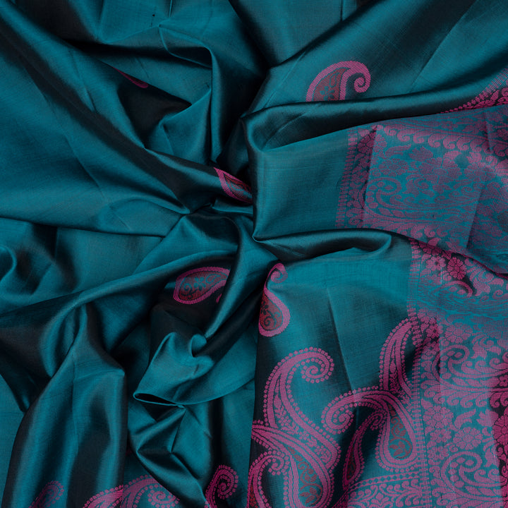 Handwoven Blue Soft Silk Saree - 2082T010528DSC