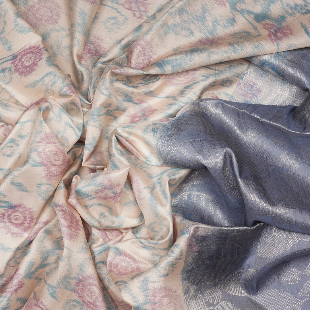 Handwoven Off-white with Grey Soft Silk  Saree - 2108T009298DSJ
