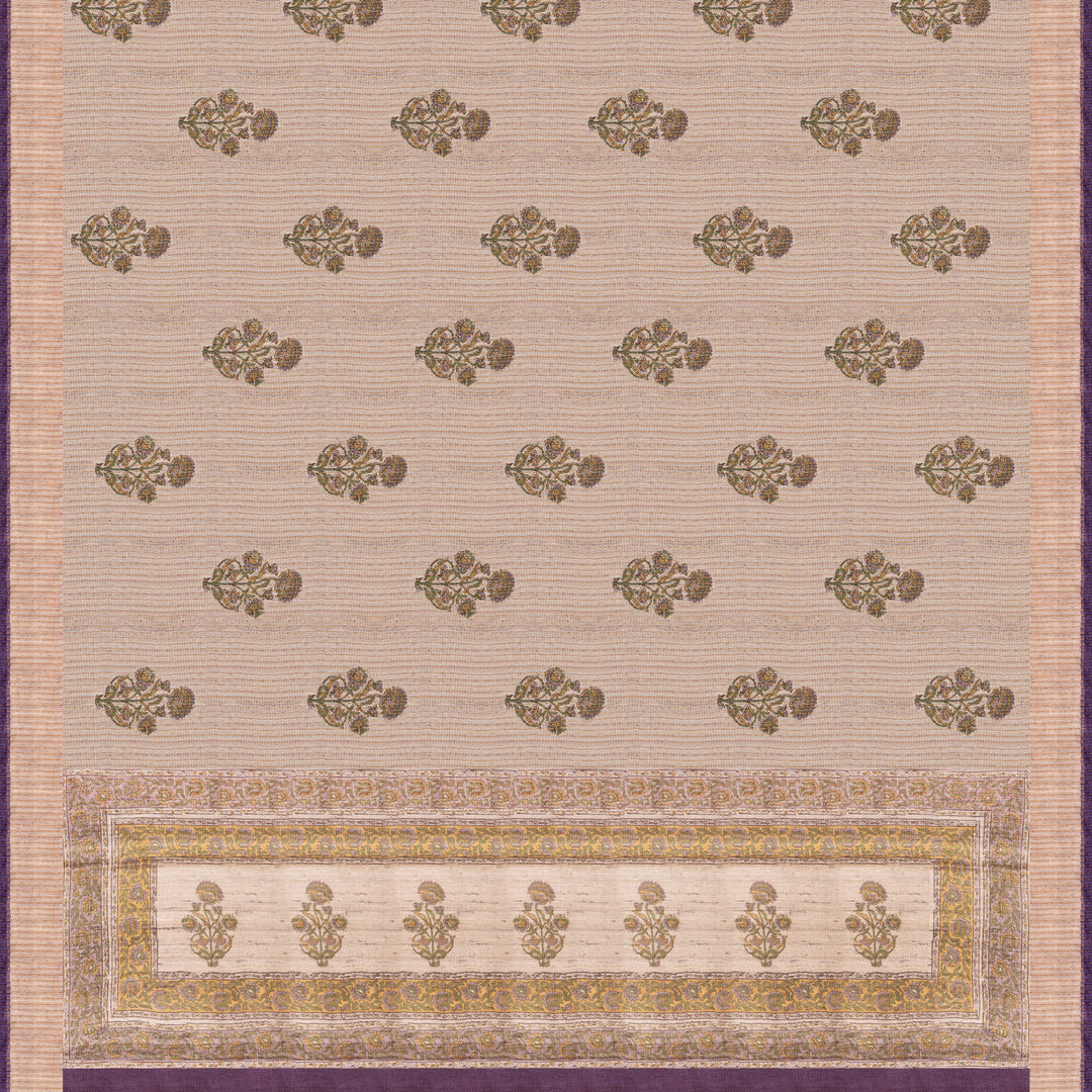 Handwoven Beige Tussar Silk Saree - 2097T010648DSC