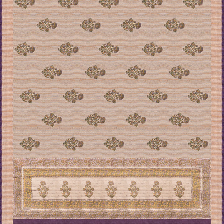 Handwoven Beige Tussar Silk Saree - 2097T010648DSC