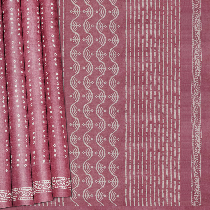 Handwoven Pink Tussar Silk Saree - 2116T010617DSC