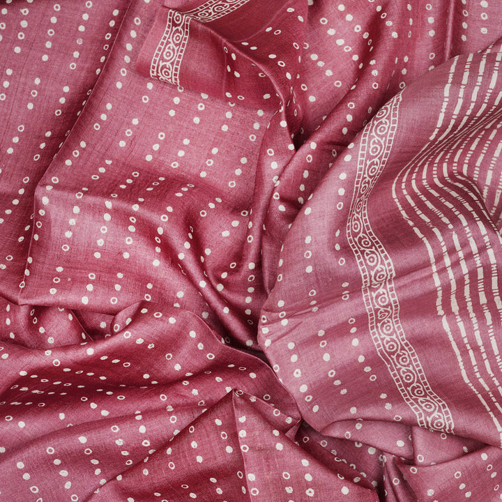 Handwoven Pink Tussar Silk Saree - 2116T010617DSC