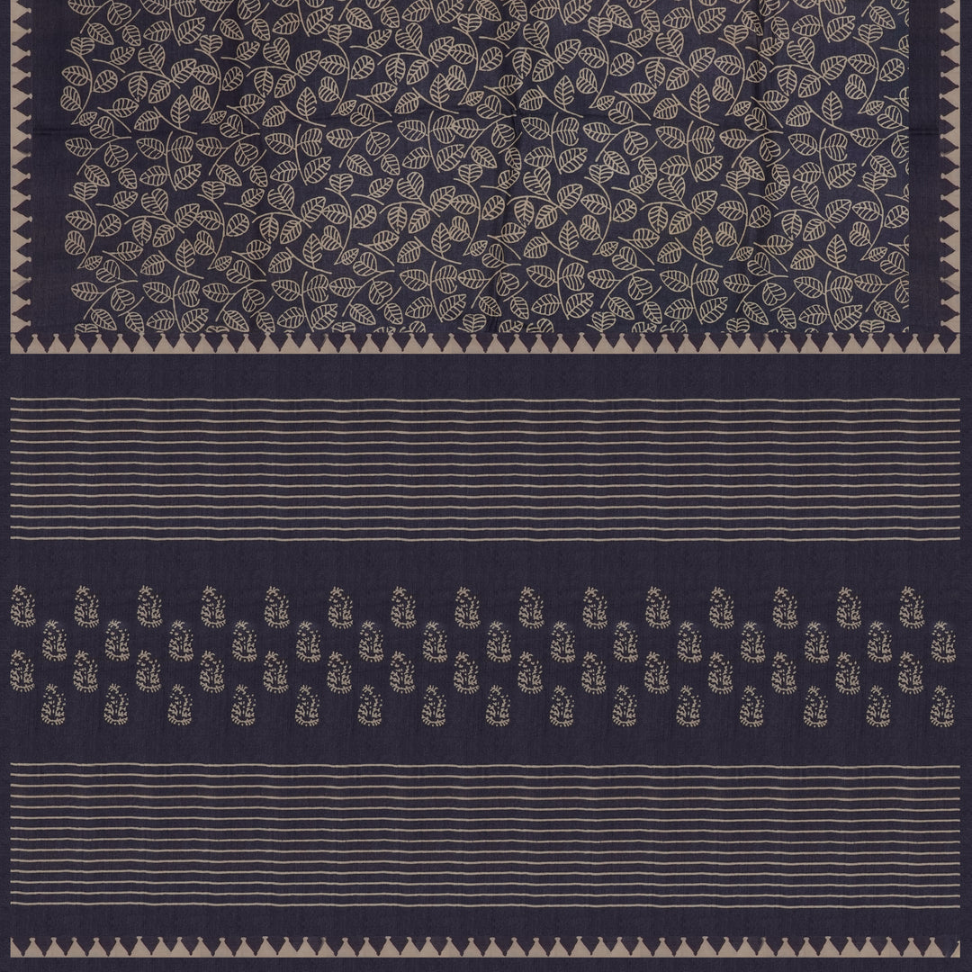 Handwoven Blue Tussar Silk Saree - 2117T010619DSC