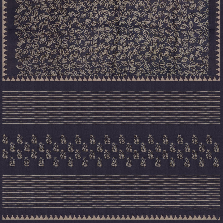 Handwoven Blue Tussar Silk Saree - 2117T010619DSC