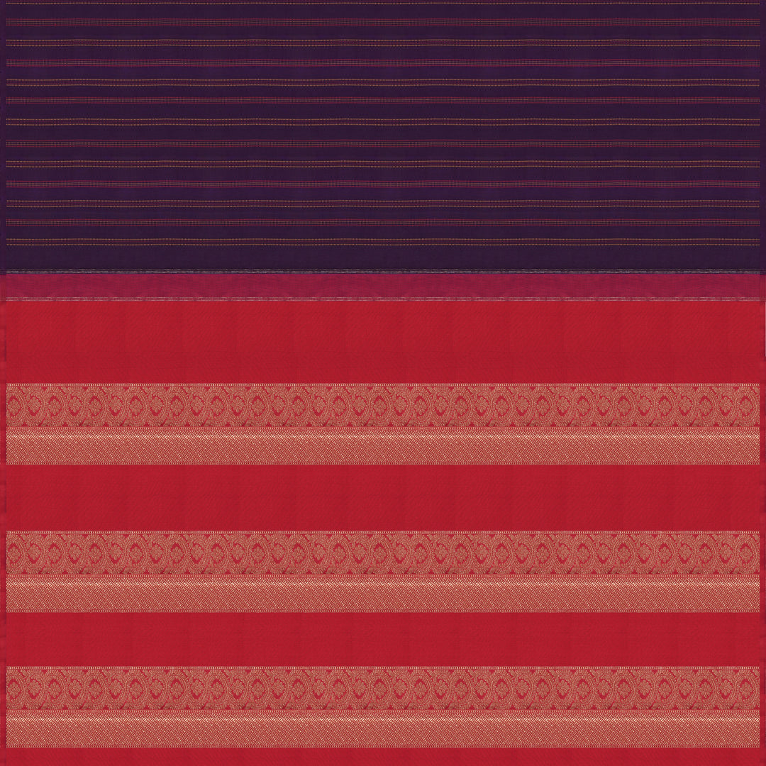Handwoven Kanjivaram Purple with Red Silk Saree - 2143T010557DSC