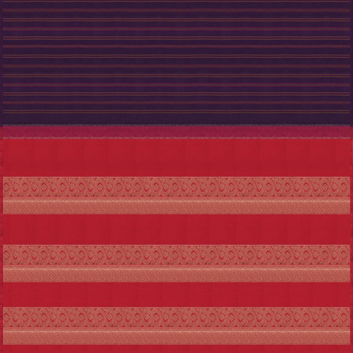 Handwoven Kanjivaram Purple with Red Silk Saree - 2143T010557DSC