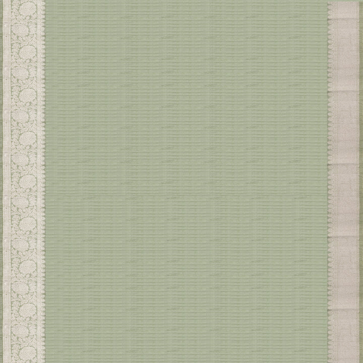 Handwoven Green Banarasi Matka Tussar Silk Saree - 2147N025393DSC