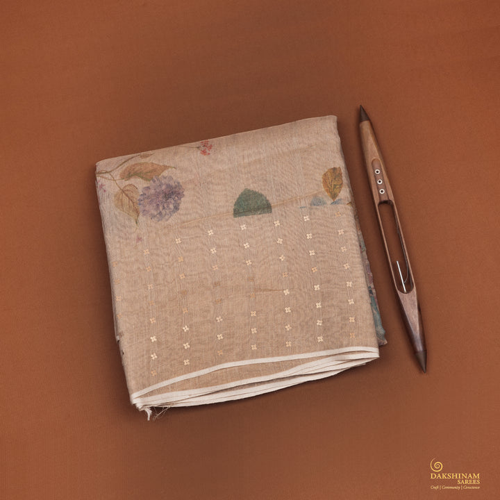 Handwoven Beige Matka Tissue Silk Saree - 2148N026996DSC
