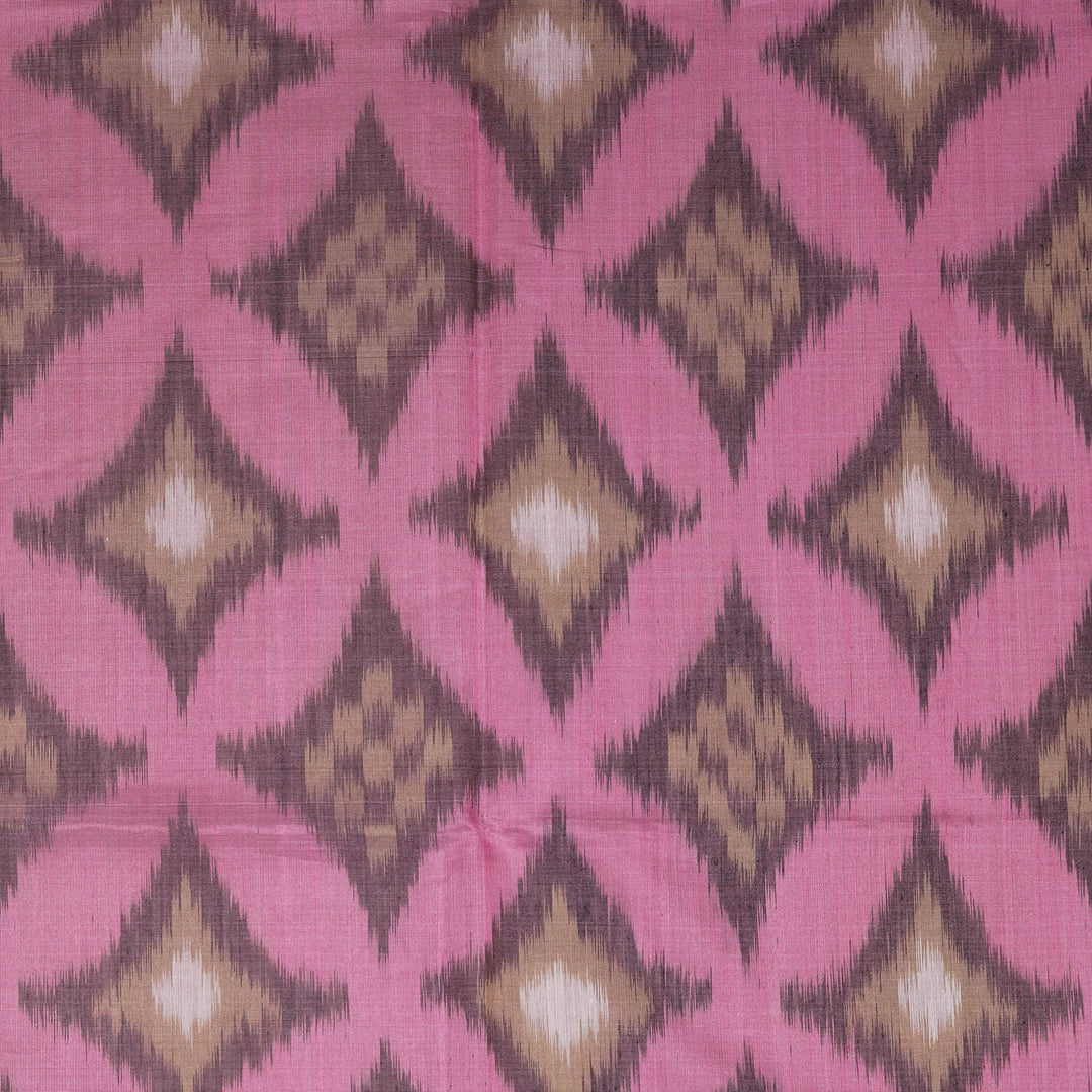 Handwoven Pink with Black Silk Cotton Saree - 2172T010129DSC