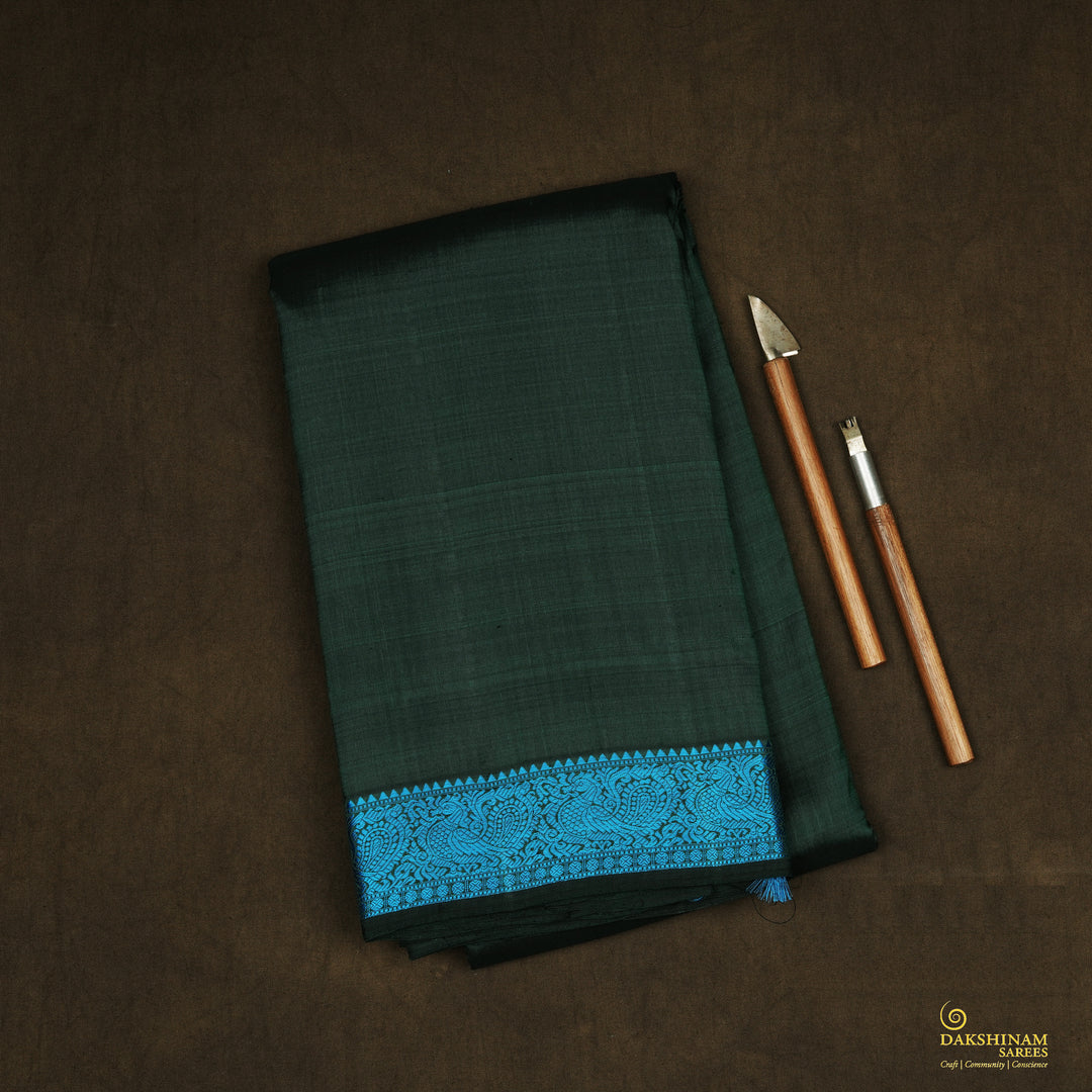 Handwoven Green Kanjivaram Silk Saree - 2241T010706DSC