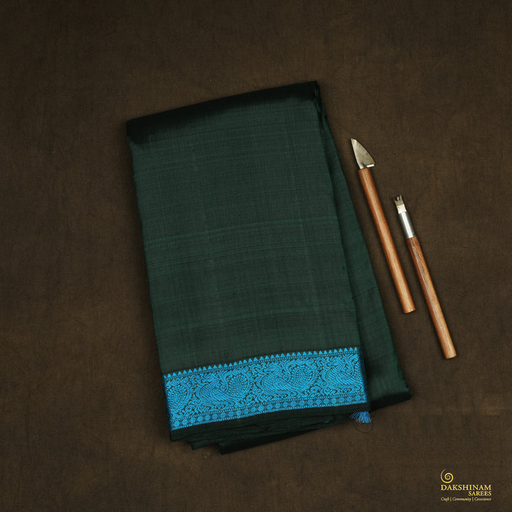 Handwoven Green Kanjivaram Silk Saree - 2241T010706DSC