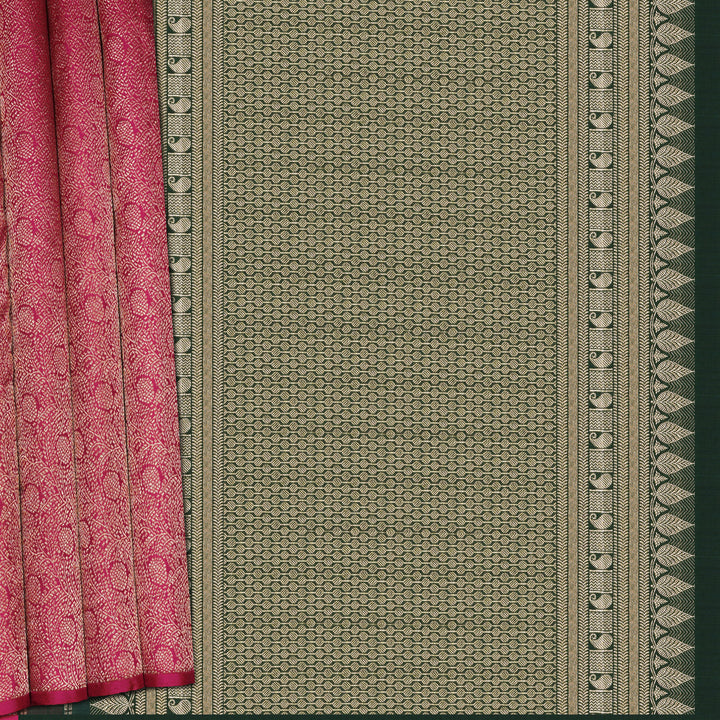 Handwoven Pink with Green Kanjivaram Silk Saree - 2270T010577DSC
