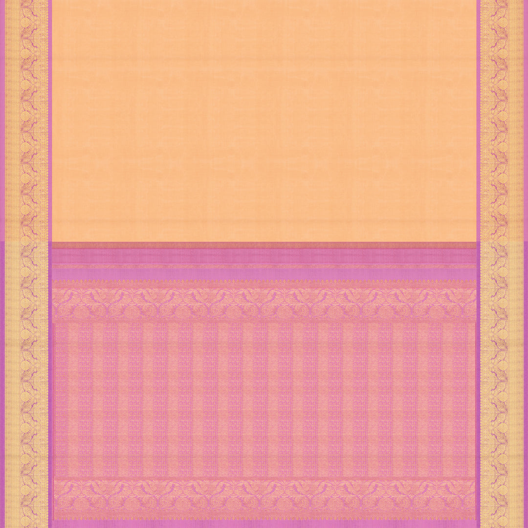 Handwoven Peach with Pink Kanjivaram Silk Saree - 2488T004810DSC