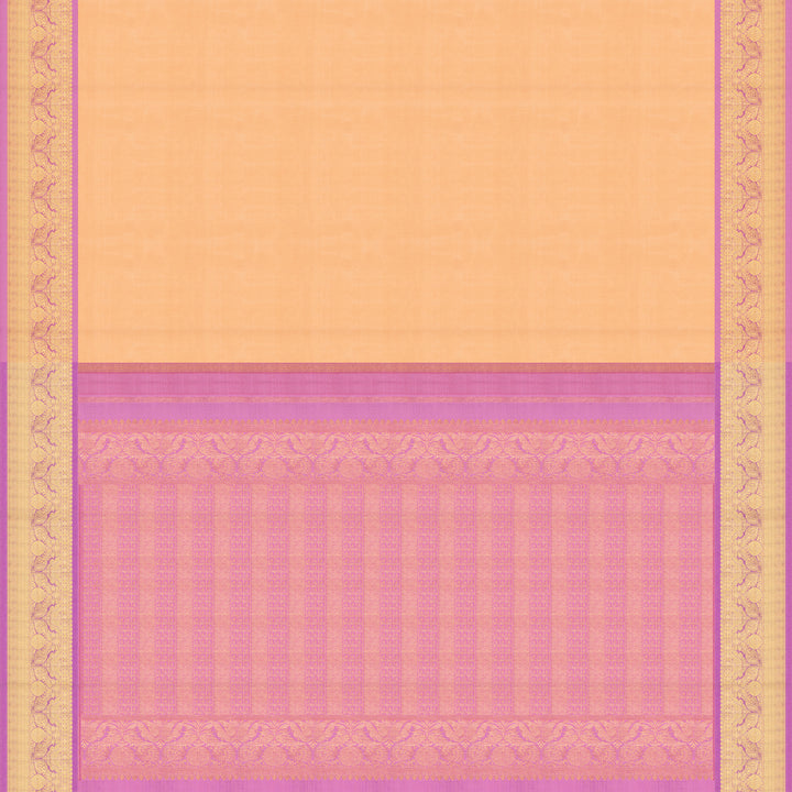Handwoven Peach with Pink Kanjivaram Silk Saree - 2488T004810DSC