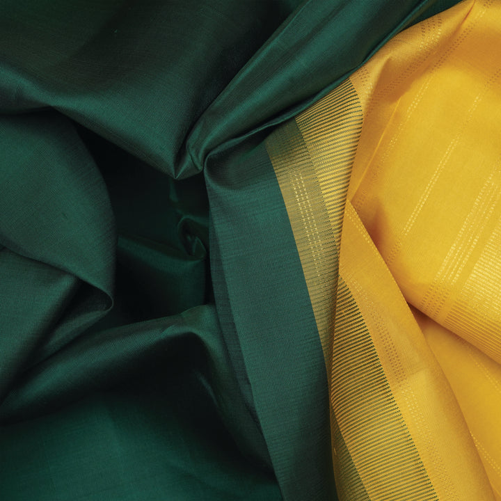 Handwoven Green with Yellow Kanjivaram Silk Saree - 2326T005858DSC