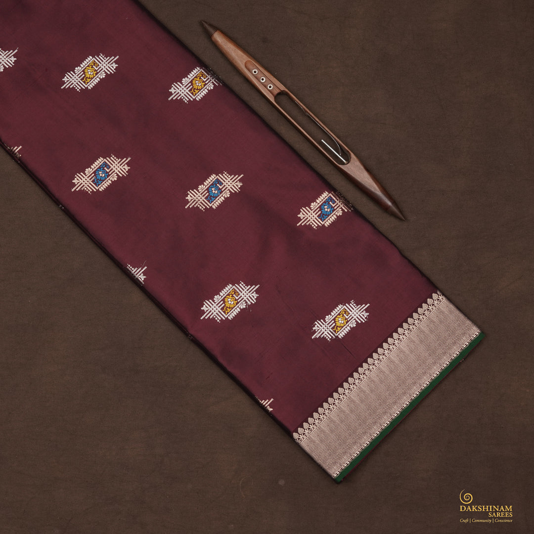 Handwoven Maroon Banarasi Silk Saree - 2423N028516DSL