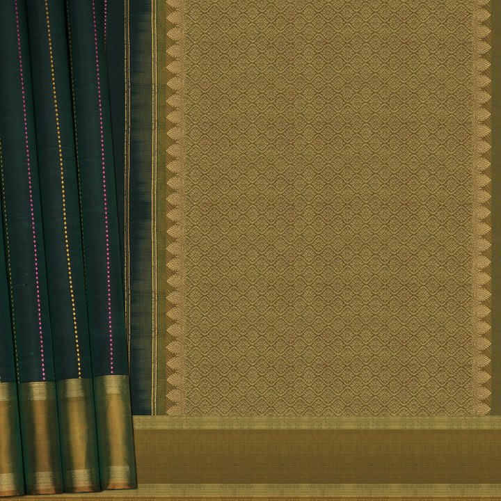 Handwoven Green Kanjivaram Silk Saree - 2287T010758DSC